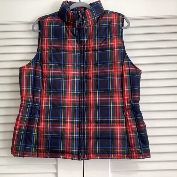 Talbots Womens Down Filled Puffer Vest Size L Gilet Multicolor Lined Plaid - Picture 3 of 13